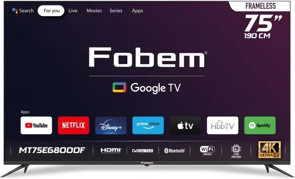 fobem mt75eg8000f ultra hd (4k) tv